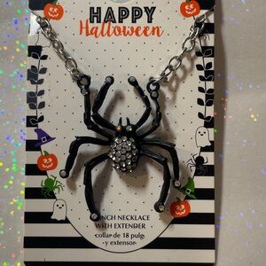 Black Spider Necklace with Rhinestones